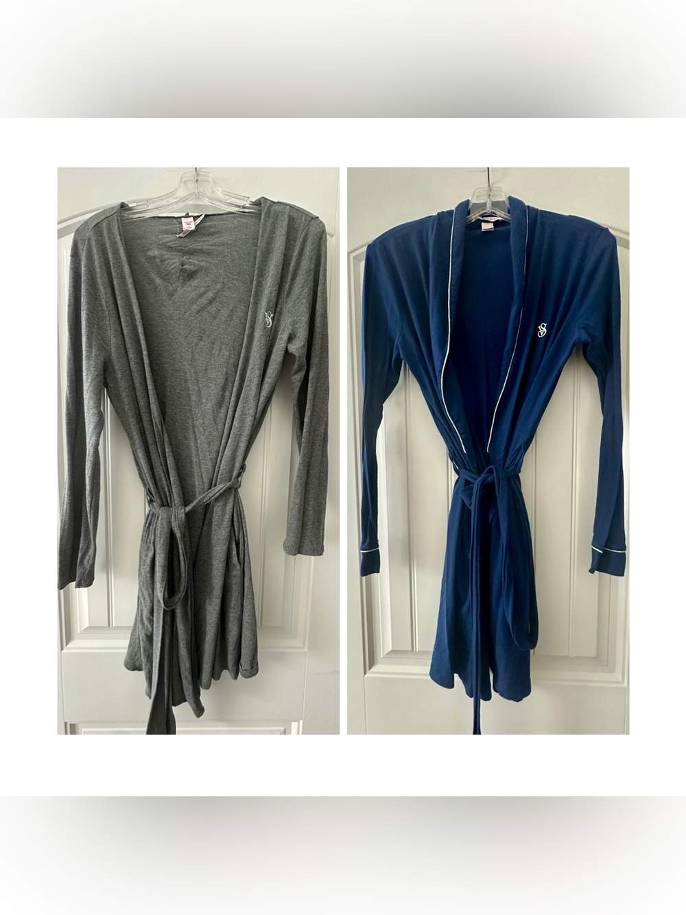 Victoria’s Secret Cotton Blend T-Shirt Robe with Tie • Gray M or Navy Blue S